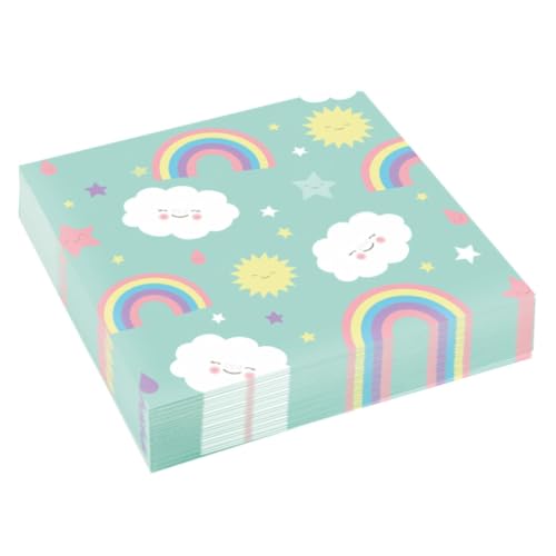 amscan 20 Serviettes Arc-en-Ciel et Nuage, 11012281, Motif :, Taille Unique