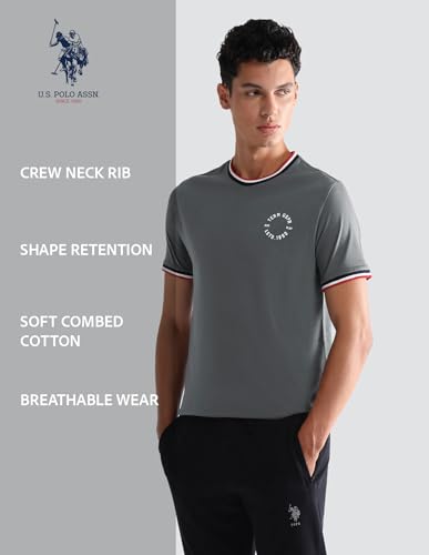 Image of U.S. Polo ASSN. Mens OEE01 Striped Neck Cotton Lounge T-Shirt - Pack of 2