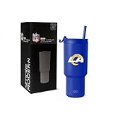 Simple Modern Offiziell lizenzierter NFL Los Angeles Rams Becher mit Klappdeckel und Strohhalmen, isolierter Becher aus Edelstahl, Geschenke für Männer und Frauen, Trek Collection, Los Angeles Rams