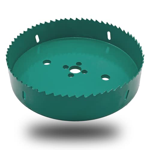 Image of 6 3 /8 Inch / 162mm Hole Saw with Arbor, 6.375 Inch Hole Saw HSS Bi-Metal Hole Cutter Smoothly Cutting in Cornhole Boards, Plastic, Wood, Fiberboard, Drywall