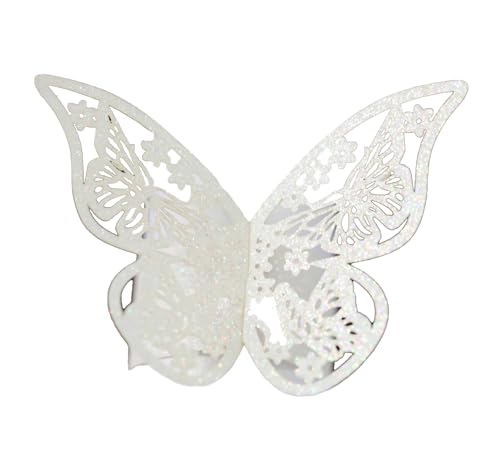 Wisafory Lot de 20 ronds de serviette papillon Sparking Film Anneau de serviette en papier Papillon Creux Serviettes Boucles Papillon Papier Napkin Anneaux...