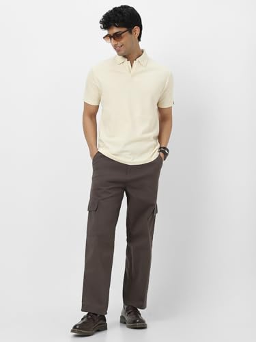 Image of Urbano Fashion Men's Textured Regular Fit Half Sleeve Cotton Polo T-Shirt