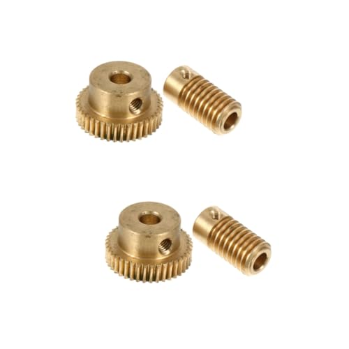 CIYODO 4 Pcs 40 Turbine Shaft Motor Bevel Gear Worm Gear Shaft Gear Wheels Worm and Worm Wheel Computer Case Cage Spline Shafts Mechanical Gears Worm Reducer Worm Shaft Golden Copper