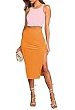 The sexy 2 piece dress outfit for women's date night, sleeveless crop tank cropped shirt top with high waist slit skirt bottom, a must-suit set for your wardrobe Women's Elegant Two-Piece Midi Skirt Sets: Sleeveless, crewneck, one side split, slim fi...