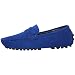 Imagen de Jamron Hombres Cuero de Gamuza Penny Mocasines Comodidad Zapatos de Conducir Plano Pantuflas Forrado de Felpa Azul Real 2088-2 EU42