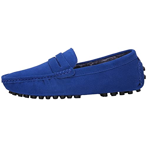 ANUFER Men's Suede Leather Penny Loafers Comfort Driving Shoes Moccasin Slippers2