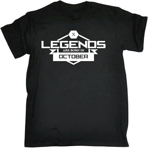 Legends are Born in October T Shirt Legendary Month Tee Birthday Funny Tops Black S Legends are Born in October T Shirt Legendary Month Tee Birthday Funny Tops Black S