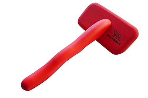 Milabert Monogram Sheepskin Grooming Brush in Red | Sheepskin Brush | Wool Grooming Brush | Wool Rug Brush | Slicker Brush | Wool Care