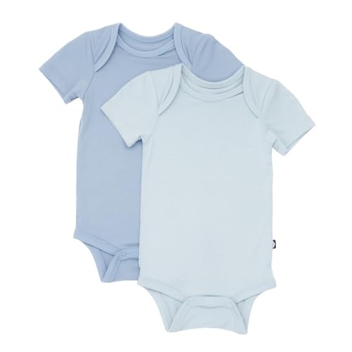 KYTE BABY Unisex Bodysuits, 2-Pack Short Sleeve Baby Bodysuits, 97% Rayon made from Bamboo, 3% Spandex