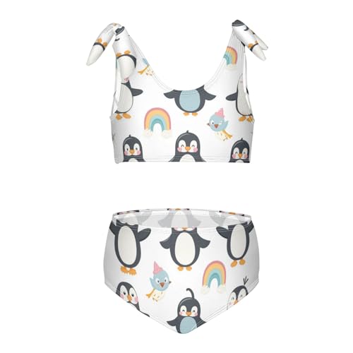 Girls' Bikini Set, Cute Happy Penguins Kids Swimsuit 2 Pcs Beach Bathing Suit