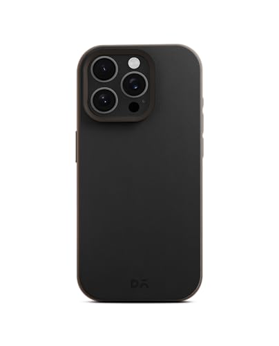 Image of DailyObjects Leatherite Case for iPhone 16 Pro Compatible with Mag-Safe Wireless Charging | Black-Beige Hybrid Magnetic Back Cover