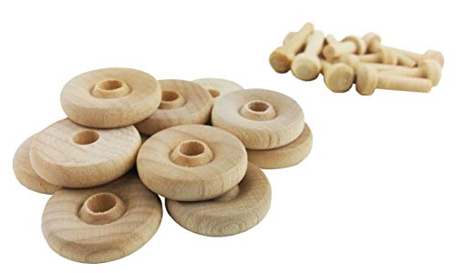 Wood Wheels - 100 Pack with Free Axle Pegs - Made in USA (.75