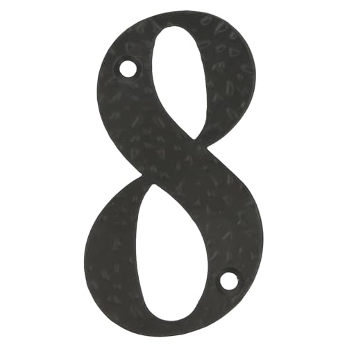 Amig - Número para Casas o Portales - Nº 8-100 x 65 mm - Para Paredes o Muros Exteriores de Viviendas - De Acero Acabado en Negro Epoxi - Estilo Forja - Incluye Tacos y Tirafondos