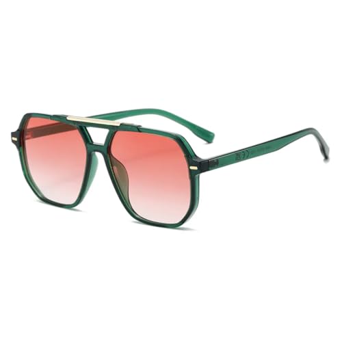Lunettes de soleil rétro double ponts verres dégradés vert rose tendance