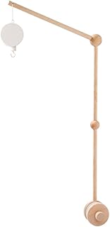 Wooden Crib Mobile Arm Nursery Mobile arm Baby Mobile Hanger with Music Box Clockwork Movement Music Box, Mobile Holder for Crib Desk Rotating Baby Mobile Hanger Nursery Decoration