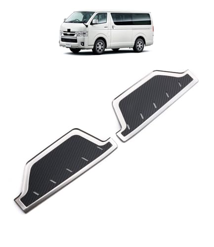 【Hophelia】トヨタ ハイエース 200系 FOR HIACE 前期/中期/後期 1/2/3/4/5/6型 ステンレス製 サイド ステップガード カバー フロント用 汚れ・キズ防止 乗り降り快適 スカッフプレート ガーニッシュ カーボン調 カスタム