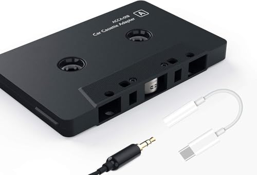 Car Audio aux Cassette Adapter and a Type C to 3.5mm Audio Aux Jack Adapter,Compatible for Google, Samsung, Xiaomi, Huawei all TYPE C Port Devices, Black