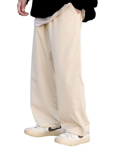 Aelfric Eden Mens Corduroy Vintage Cargo Sweatpants Long Solid Elastic Waist Casual Pants Hip Hop Wide Leg Streetwear Pants