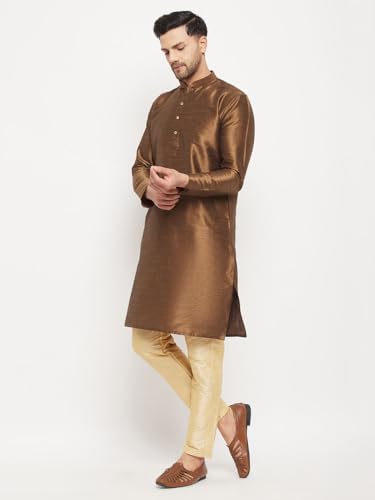 Image of VASTRAMAY Men Banarasi Silk Solid Kurta | Soft Cotton Blend Ethnic Kurta | Comfortable for Festive & Wedding Occasions