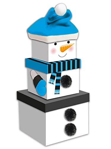 GIFTMAKER Christmas Small 3 Piece Stacking Nested Gift Box Set Snowman Design