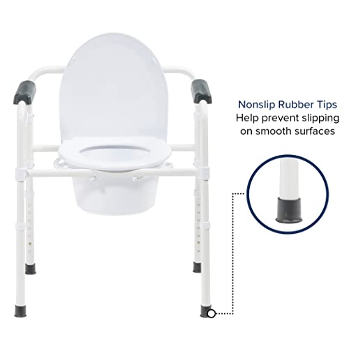 Image of Drive Medical Bedside Commode Chair with Toilet Paper Holder, White | Includes Toilet Paper Holder and Liner Sample for Complete, Ready-to-Use Bedside Commode Setup at Home