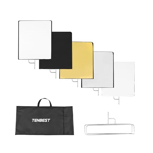 TENBEST Photography Light Reflector Flag Kit, 24x30 inches/60x75cm, 4-in-1 Gold/Silver/Black/White Diffuser and Translucent Diffuser, Foldable Stainless Steel Frame by TENBEST - Used condition - US$51.67