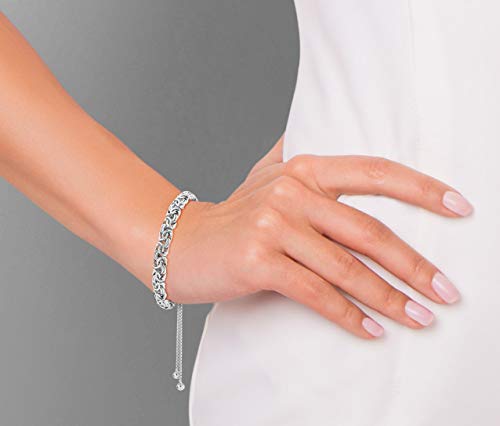 Miabella Italian 925 Sterling Silver, 18K Gold Plated Byzantine Bolo Bracelet for Women, Adjustable Bracelet, Handmade in Italy (sterling-silver) - Thumbnail 3