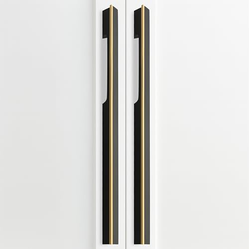 Image of Altroz Modern Handle for Wardrobe /Cabinet Handle /Pull Handle for Wardrobe /Cupboard Handle (900mm Hole to Hole) Aluminum - Black /PVD Gold (Pack of 1)-| 3 Years Warranty |