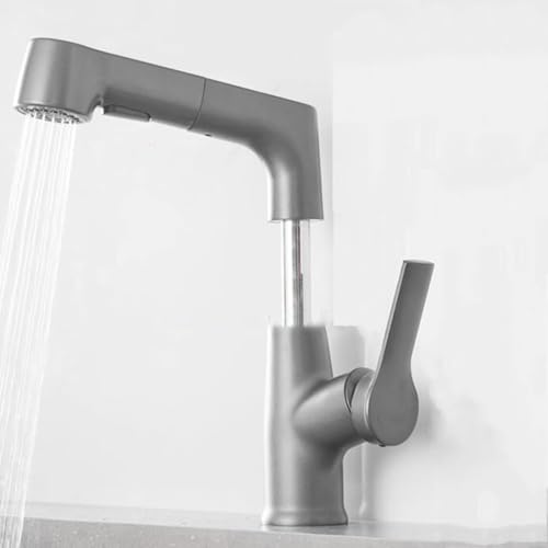 Mitigeur de lavabo avec douchette extractible eau chaude et froide noir