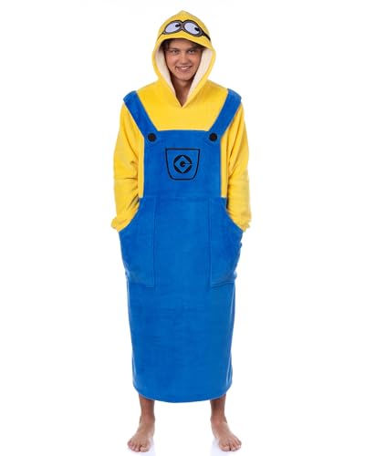 INTIMO Minions Costume Adult Fleece Oversized Blanket Hoodie Pajama Loungewear (S/M)