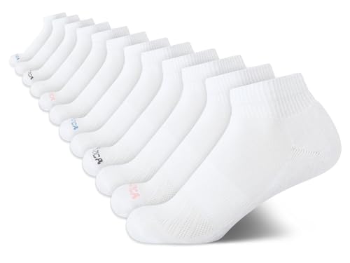 Image of Nautica Women's Quarter Cut Moisture Control Athletic Socks with Cushioned Comfort (12 Pack)