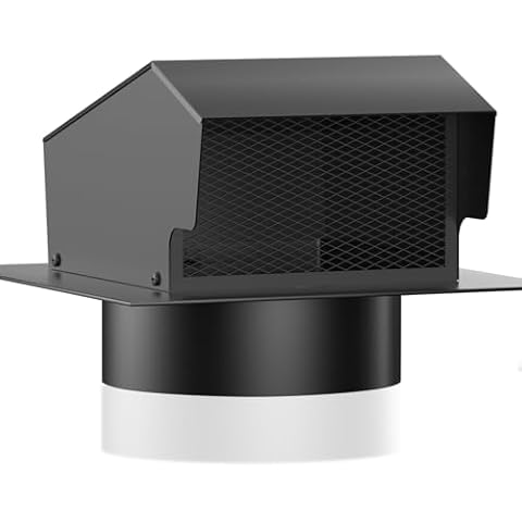 Elecoman 8 Inch Roof Vents for Houses with Damper,Galvanized Steel Roof Dryer Vent Cap,Removable Exhaust Vent for Ventilation System,Black Cover