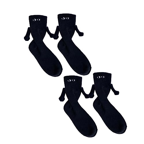 Photo 1 of Hand in Hand Socks Magnetic Holding Hands Socks, Hand Hold Magnetic Couple Holding Hand Socks, Holding Hands Sock (2Pairs Black B)