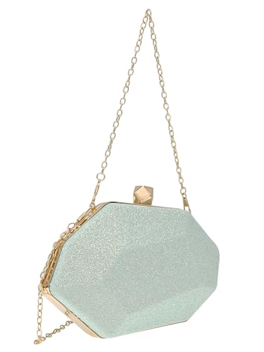 Women's Sparkly Irregular Clutch Purses Geometric Glitter Crossbody Bag Evening Wedding Handbag With Chain2