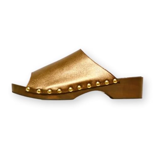 Sabot Natasha à talon bas ouvert et sa finition bronze unique - 2