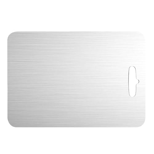 Tabla de cortar de acero inoxidable, alfombrilla antideslizante de alimenticio, tablas de cortar de acero de doble cara para cocina, para de carne, pan, frutas, verduras, alimentos