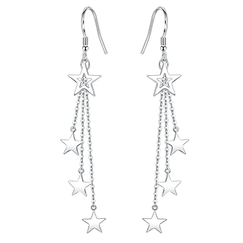 925 Sterling Silver Dangle Earrings with Charms Heart, Water drop, Moon, Star Long Drop Earring for Women Jewelry Gifts Hypoallergenic