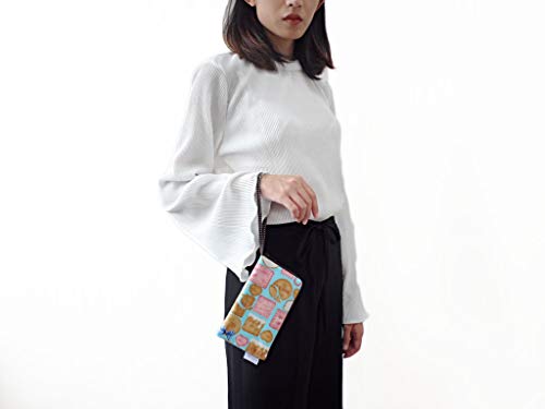 Image of Taianda Women Phone Wristlet Wallet Pouch, Dual Slots (Cookie Pattern Blue)