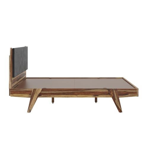 Image of Wakefit Bed | Queen (78x60) Sheesham Wood Bed Upholstered, Without Storage | 3 Year Warranty | Lynx - Burma Brown