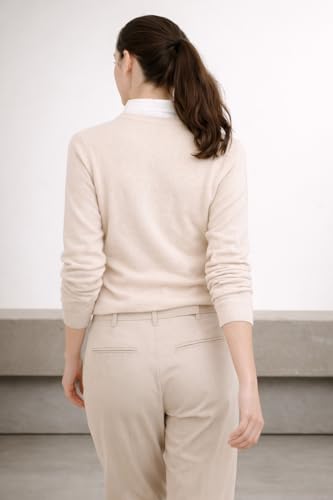 Image of Cashmeren Women's Basic Crewneck Sweater 100% Pure Cashmere Long Sleeve Round Neck Pullover