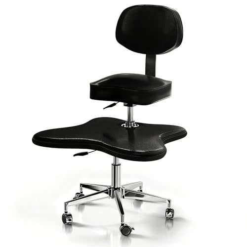 Image of PYY Cross Legged Office Chair - Meditation ADHD Chair with Wheels, Adjustable Height for Home and Office Ergonomic Fidget Squatting Kneeling Chair