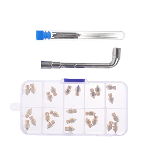 Cabilock Printing Nozzle Brass Nozzles for Printer Includes Cleaning Needles and Wrench Tools for DIY Printer Maintenanc