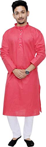 Image of Men's Cotton Blend Plain Kurta Comfortable and Stylish