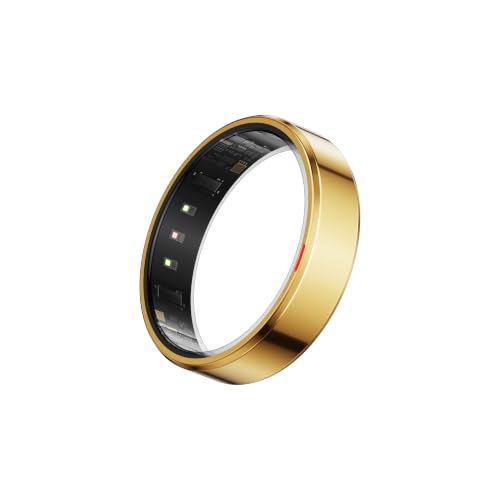 Image of POBOVi Smart Ring for Women Men- Sleep /Fitness /Stress /Heart Rate Tracker- Menstrual Records - 7 Days Battery Life - Wireless Charging - No APP Subscription - iOS & Android Compatible(Gold, Size 12)