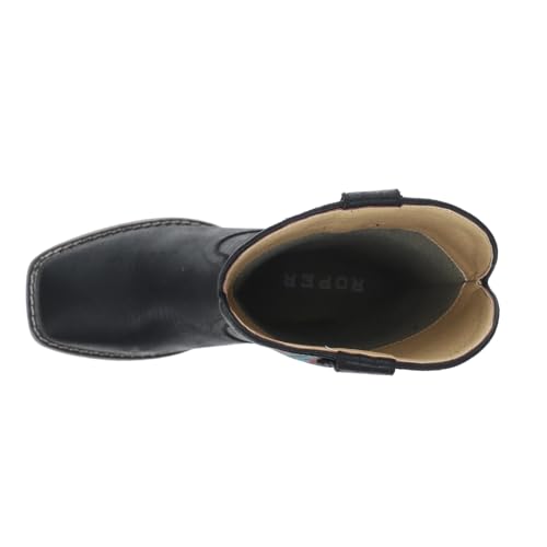 ROPER Womens Loretta Embroidered Square Toe Pull On Casual Boots Mid Calf Low Heel 1-2" - Black4