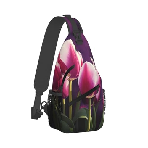 Bolso tipo bandolera unisex negro con diseño floral miniatura 7