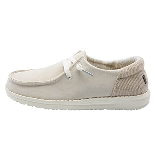 Image of HEYDUDE Women's Wendy Suede Off White Size 11 | Women's Shoes | Women's Lace Up Loafers | Comfortable & Light-Weight