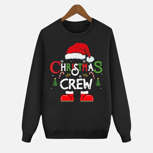 Christmas Crew Family Matching Sweatshirt Trendy Santa Hat Print Pullover - image 3