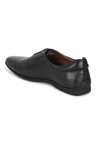 Image of Louis Philippe Men Premium Leather Breathable Lining Material Anti Slip Flat Heel TPR Sole Formal Derby Shoes