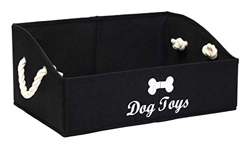 Image of Morezi Large Dog Toy bin Puppy Shallow Toy Baskets - Perfect for Collapsible Bin for Living Room, Playroom, Closet, Home Organization - Black - Rectangle - Dog